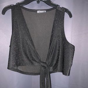 shein glittery wrap around top